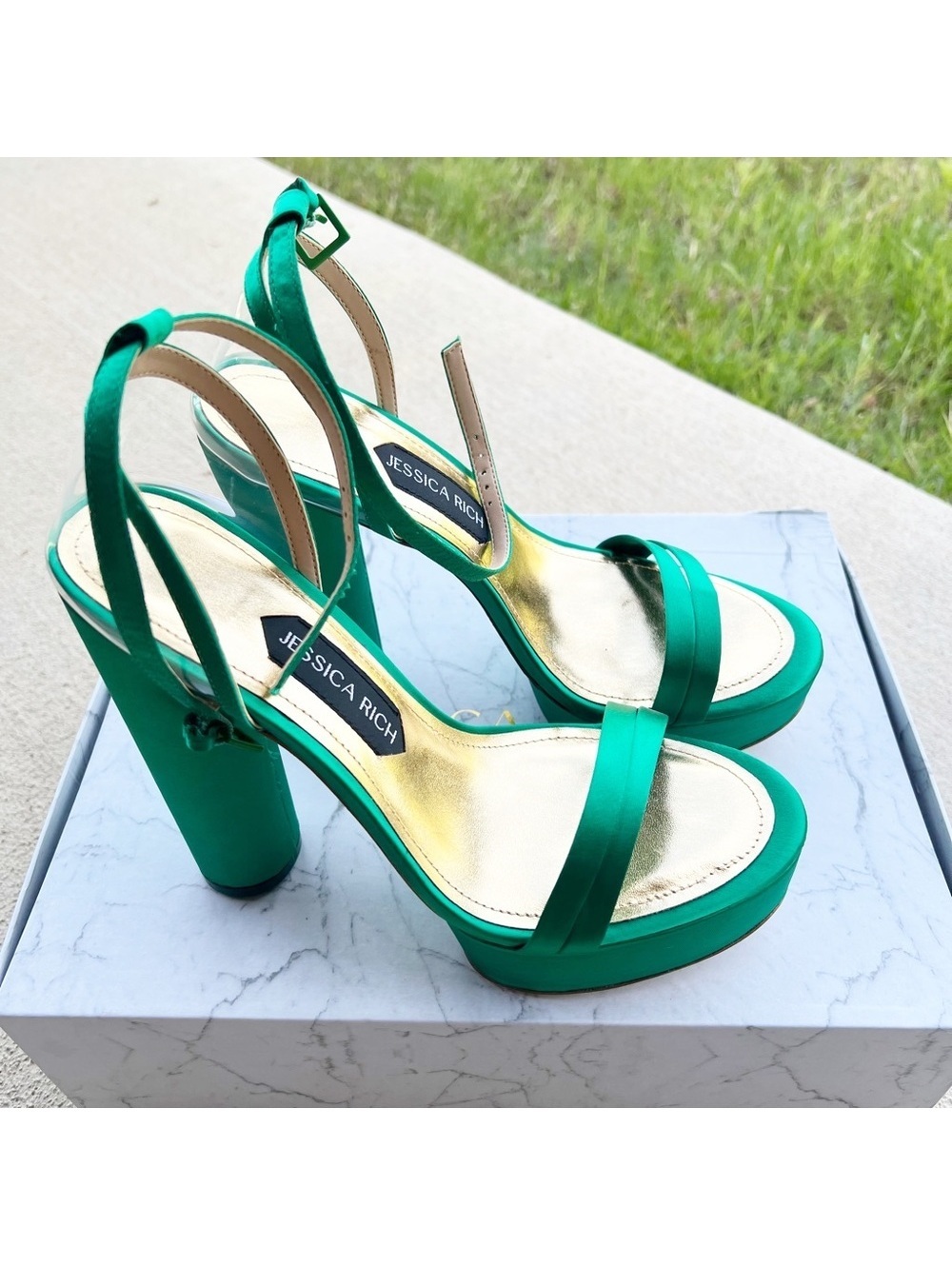 Jessica Rich Green Platform Sandals Size EU 38, New in Box with Dustbag